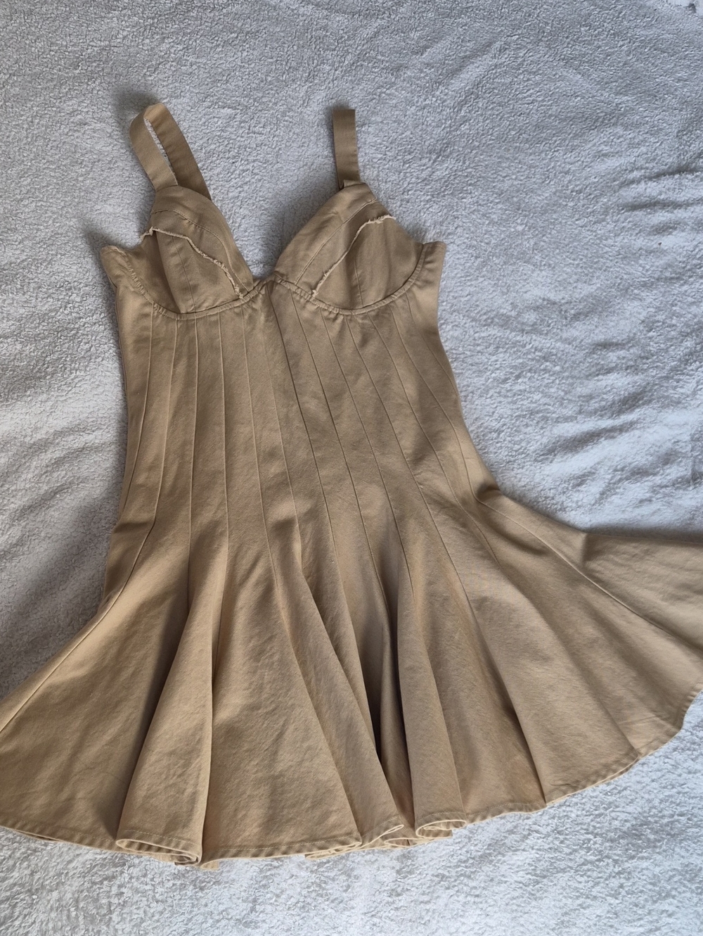 J. Crew Beige Sleeveless Fit-and-Flare Mini Dress